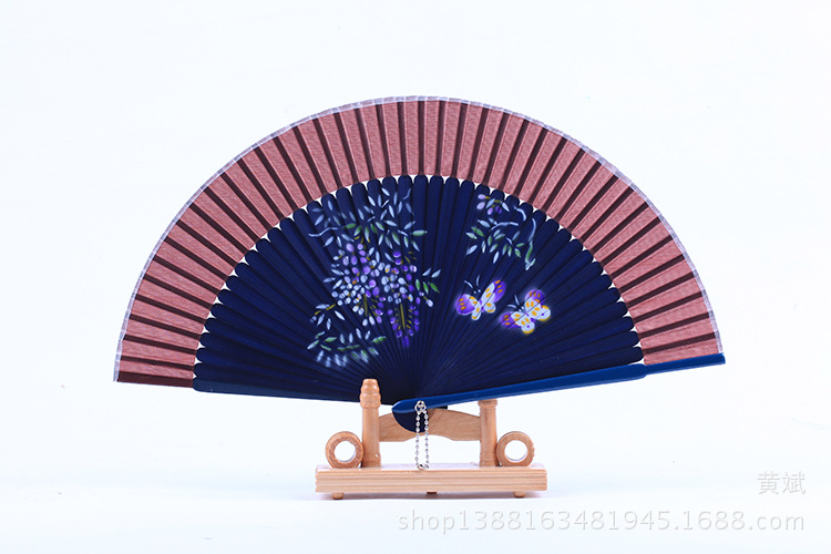 头青喷绘扇  多款花鸟 美女图 高档女扇 珠光柄喷绘丝绸扇子 折扇详情18
