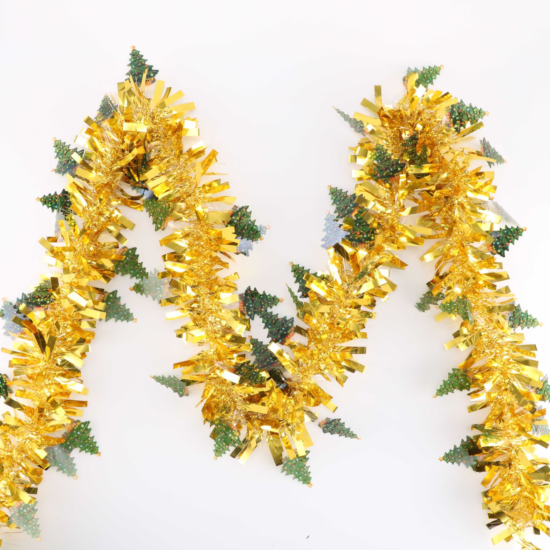 跨境圣诞节圣诞树金色布置装饰拉花彩带亚马逊节日毛条厂家批发详情6