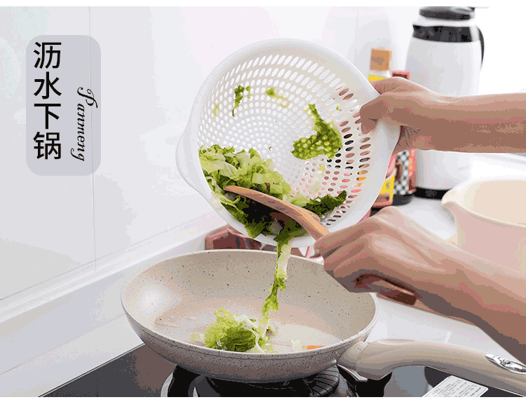 Double-layer plastic draining basket, vegetable washing basin, home kitchen, rice and fruit storage basket, fruit plate, vegetable washing basket pic 10