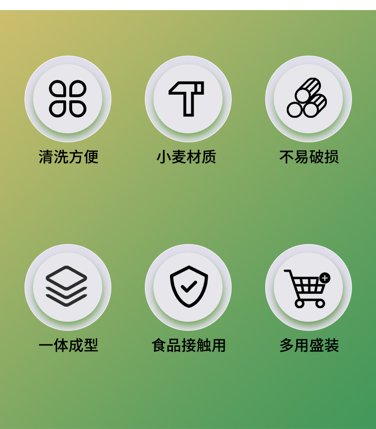 Wheat straw 20cm round plate, household bone-spitting plate, dried fruit plate, restaurant fruit plate, cafeteria plastic dumpling plate pic 2