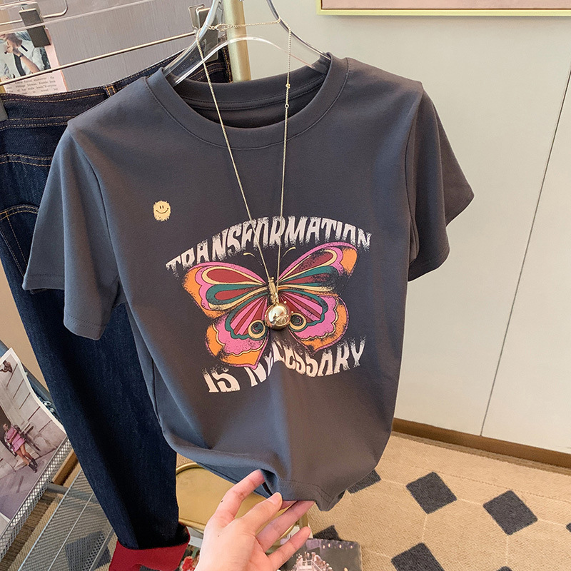 圆领短袖T恤女2025夏季新款精梳棉时尚百搭洋气减龄宽松显瘦ins潮详情19