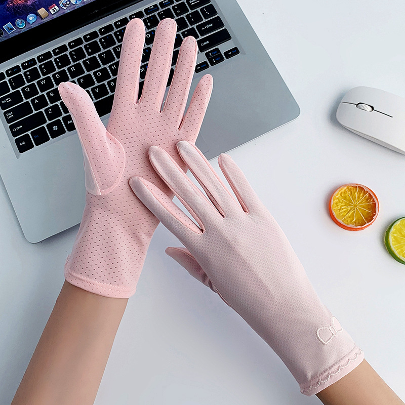 防晒手套防紫外线薄款夏季防滑透气遮阳开车电车骑行男女触屏手套详情7