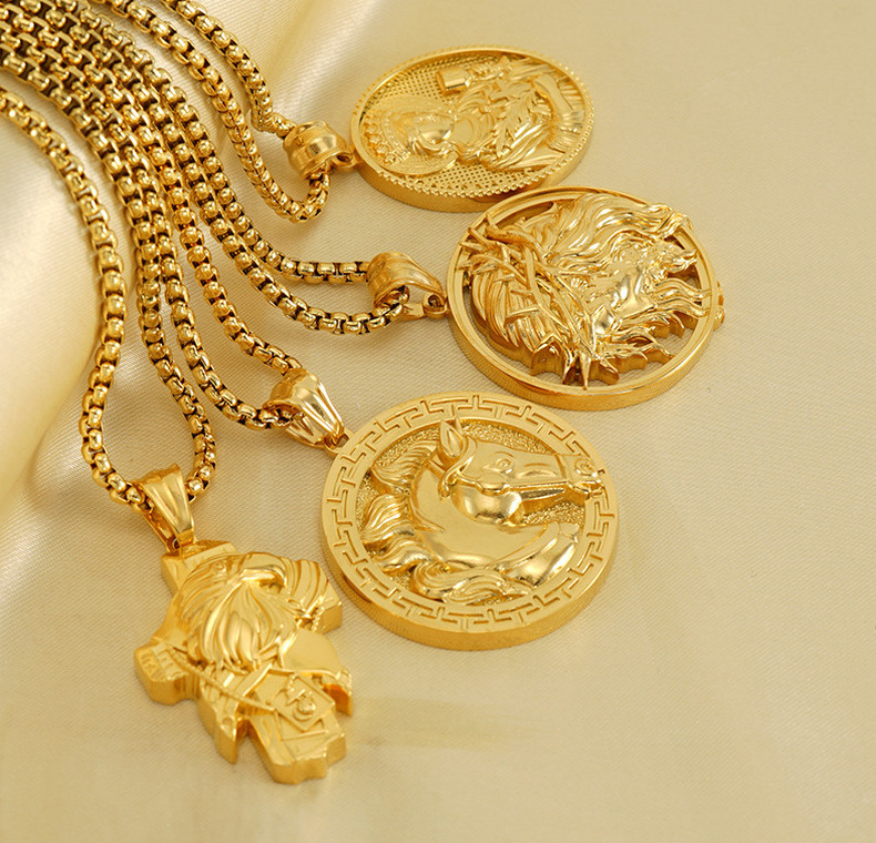 Wholesale of European and American retro trend stainless steel Virgin Mary necklace for men and women hip-hop cross pendant accessories pic 22