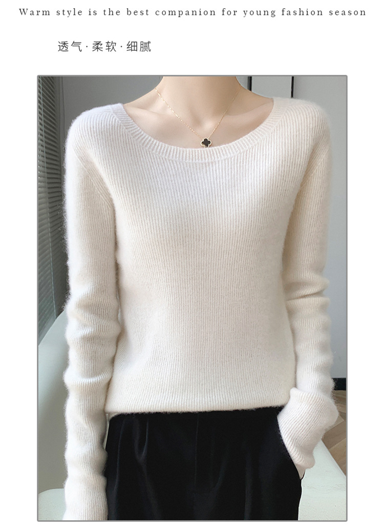 A seamless 100 pure wool sweater for women with a V-neck, slimming and form-fitting look. Pair it with a cashmere base knitted sweater for winter pic 31