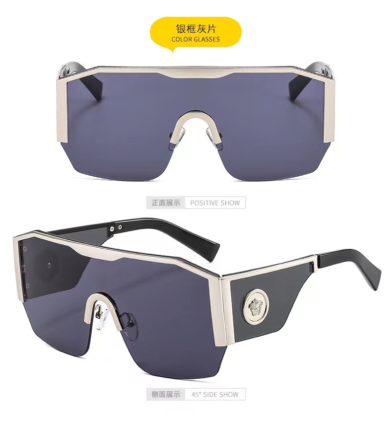 European and American fashionable one-piece glasses for men and women, large-framed sunglasses for street snaps, wide-leg anti-ultraviolet head glasses pic 10