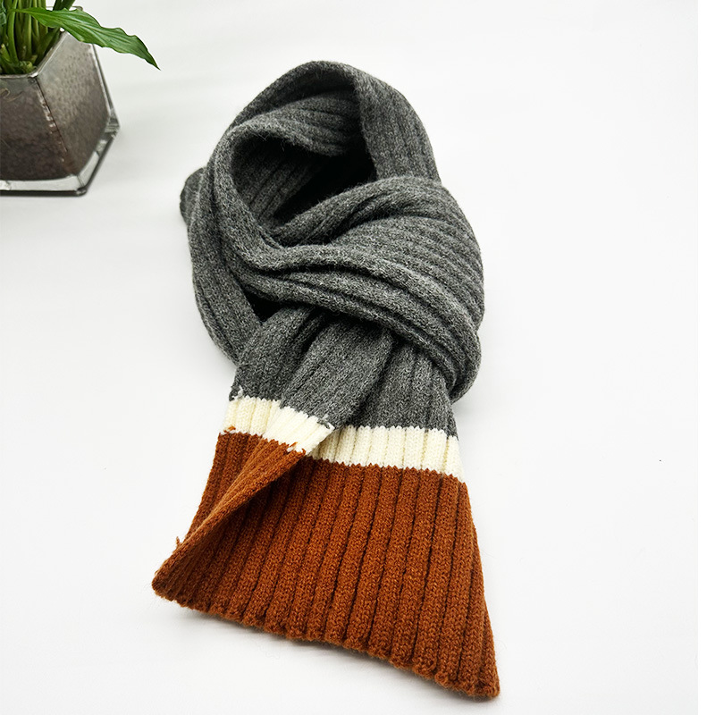 毛线针织围巾男女同款三色百搭韩版围巾学生可爱网红围脖冬款围巾详情3