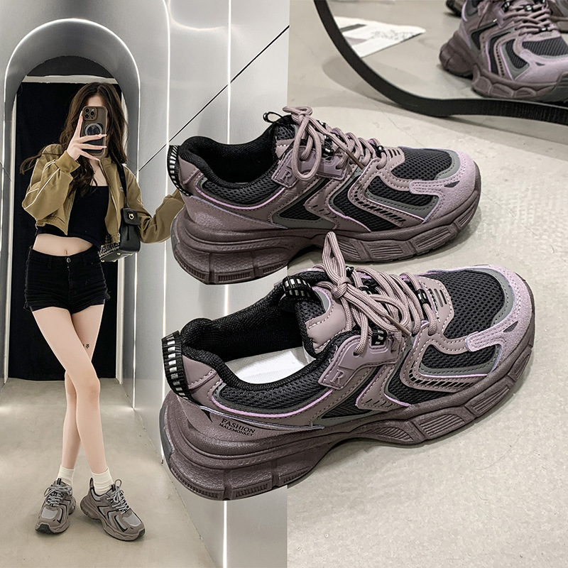 老爹鞋女2024爆款网面休闲跑步运动鞋女百搭厚底透气鞋子ins潮D-4详情1