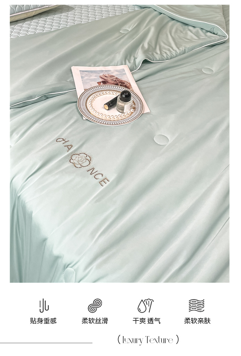 冰淇淋夏凉被夏被日式可机洗空调被子凉感丝单双人夏被批发绗缝爆详情9