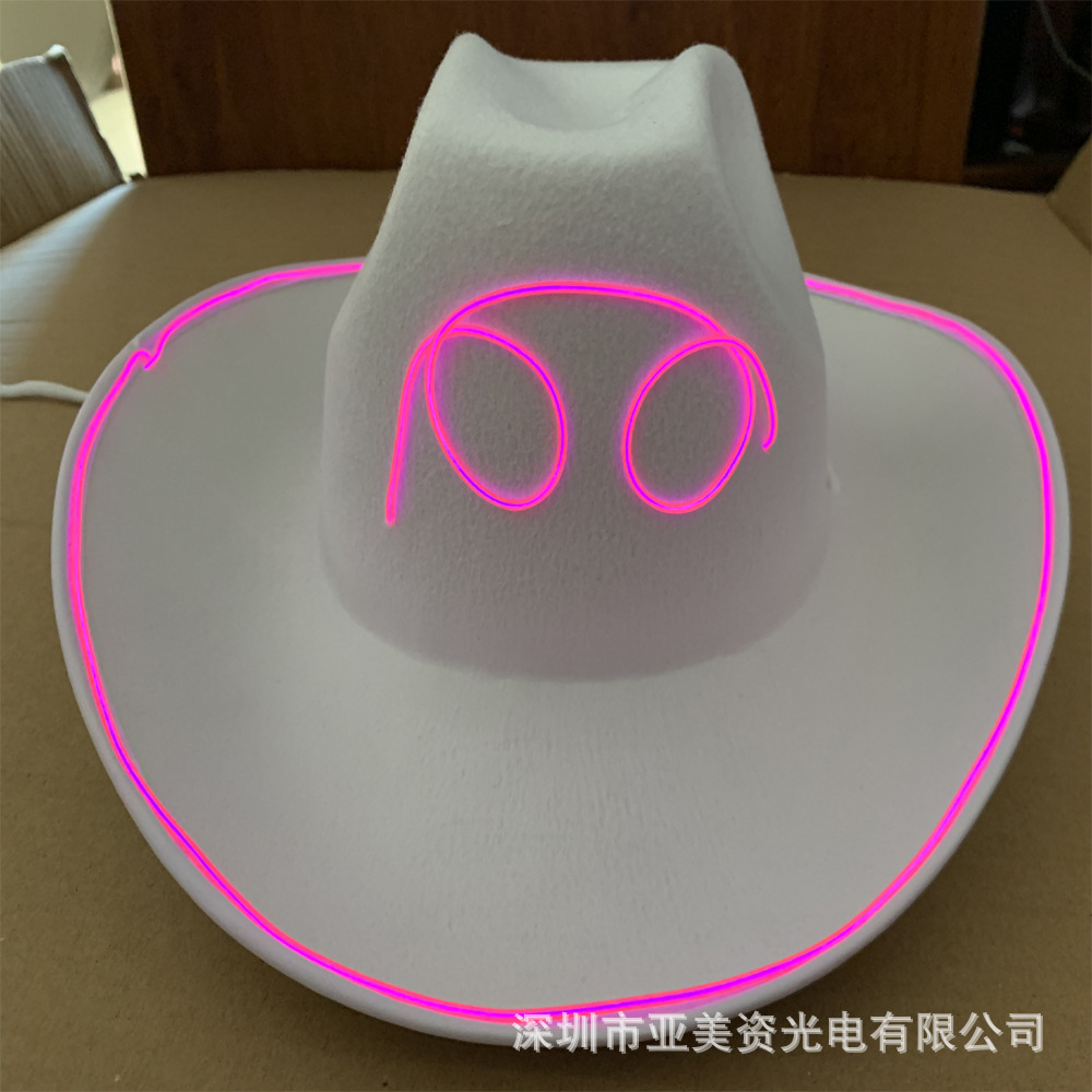 Amazon DIY Christmas LED cowboy hat, LED light hat, EL cold light cowboy hat, Christmas top hat, bride hat pic 10
