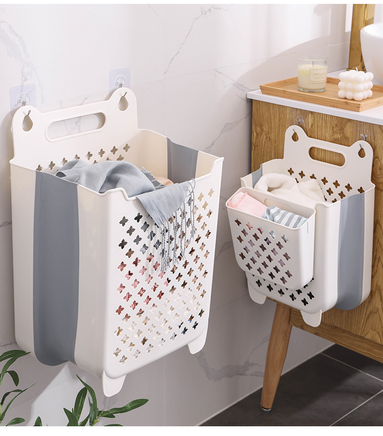 北欧壁挂脏衣篮 家用折叠洗衣篮 玩具娃娃收纳桶杂物收纳筐脏衣篓详情24