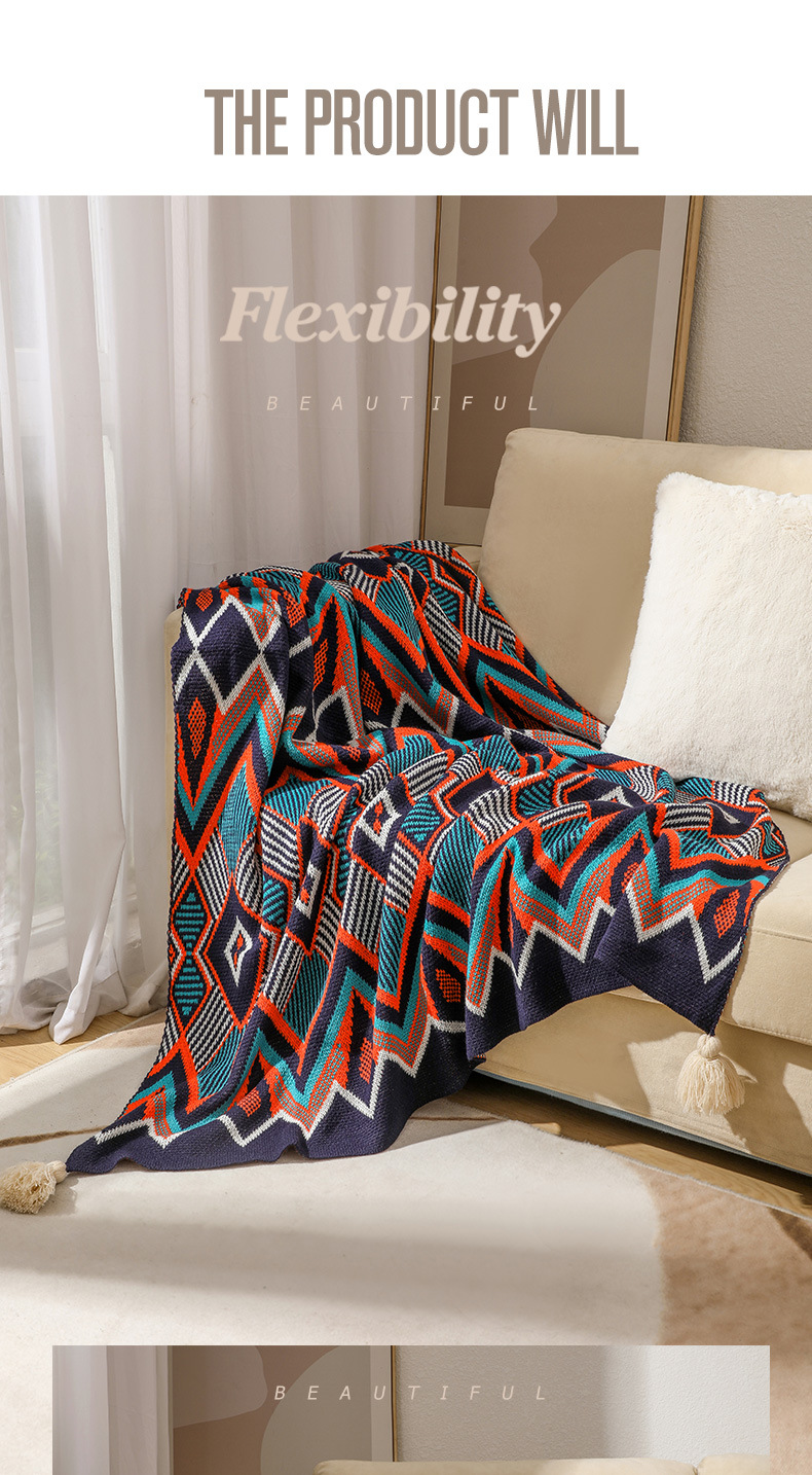 Bohemian sofa cover blanket, air conditioning blanket, all-season universal nap blanket, ethnic-style bed, tail blanket, and lap blanket pic 5