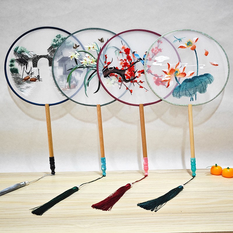 古风扇子企业团扇圆扇中国风蒲扇汉服刺绣宫廷团扇直供详情3