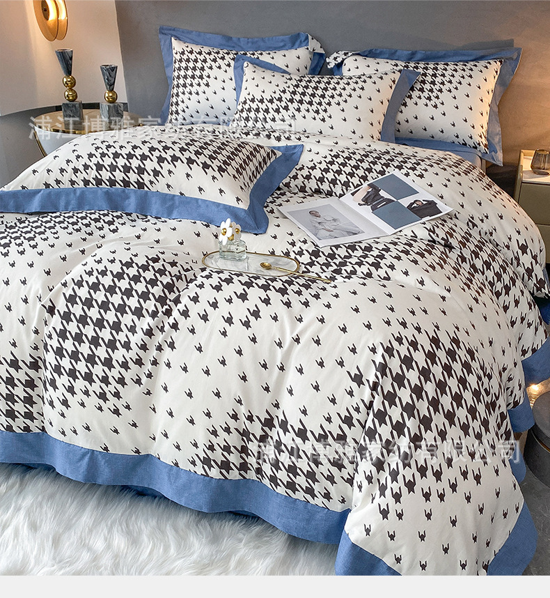 Boya Home Textile Wholesale 2022 New Style Modern and Simple All-cotton Wide Edge Light Luxury Style Four-piece Set Pure cotton bed sheet and duvet Cover pic 17