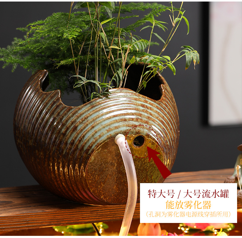 生态缸古法养鱼开口陶瓷罐流水摆件循环过滤配件庭院花园造景diy详情12