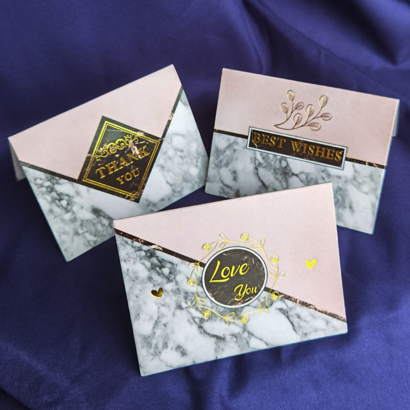 Simple European-style gilded creative thank-you card, baking flower shop birthday folding card, positive review after-sales service card pic 28