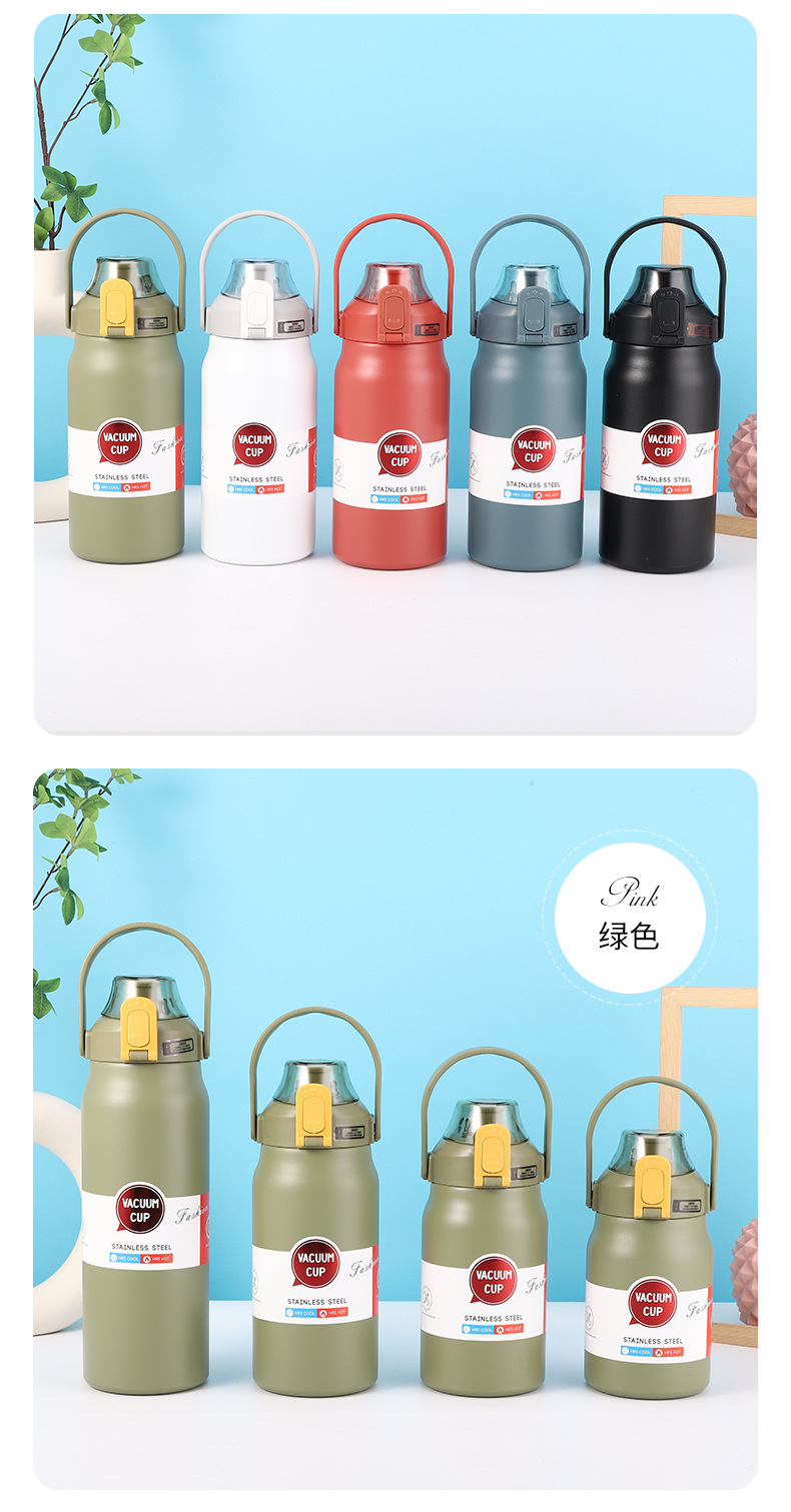 Cross-border direct supply of 316 stainless steel insulated cups, outdoor large-capacity hand-held cups with large bellies, portable straws, sports water bottles pic 15