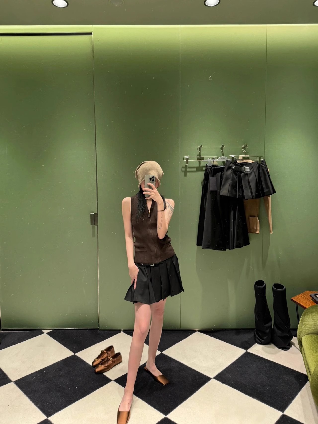 羊皮版~法式方头三角跟穆勒凉拖鞋女夏季真皮包头半拖鞋粗跟半托详情31