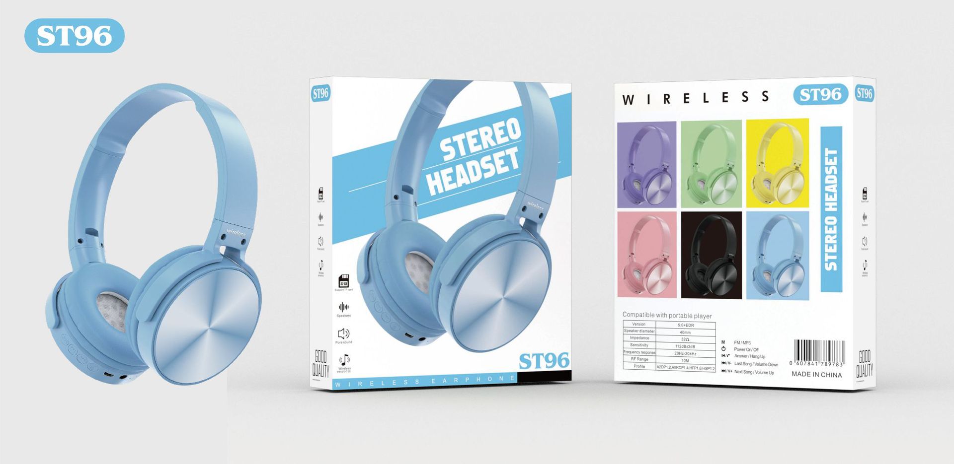 New Maca headband wireless Bluetooth Headphones ST96 with SIM card FM radio Bluetooth 5.0 factory pic 6