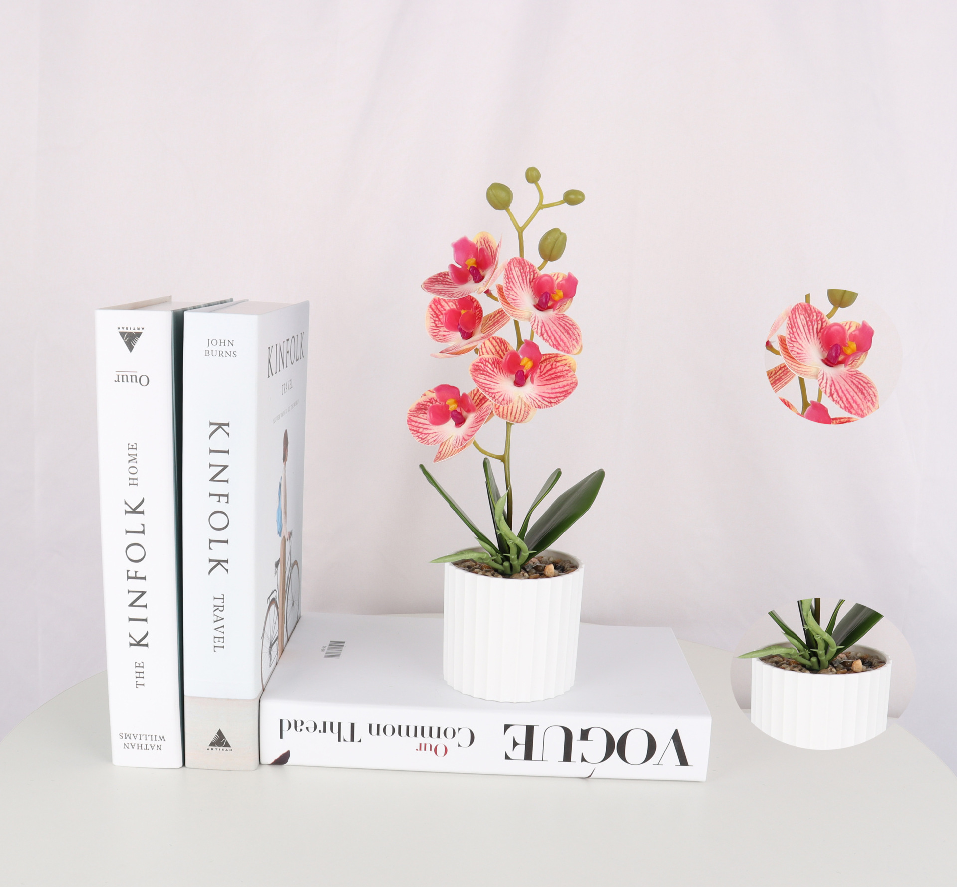 Simulated Phalaenopsis 5-head four-leaf potted plant/simulated bonsai/simulated flower creative indoor small decoration/Amazon factory pic 5