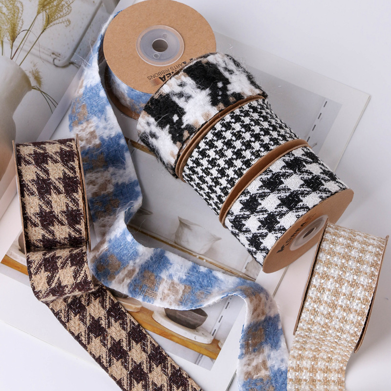 Autumn and winter collection: Gold and silver scallion large check linen woven tape, DIY bow hair accessory, flower gift packaging, clothes and accessories pic 13