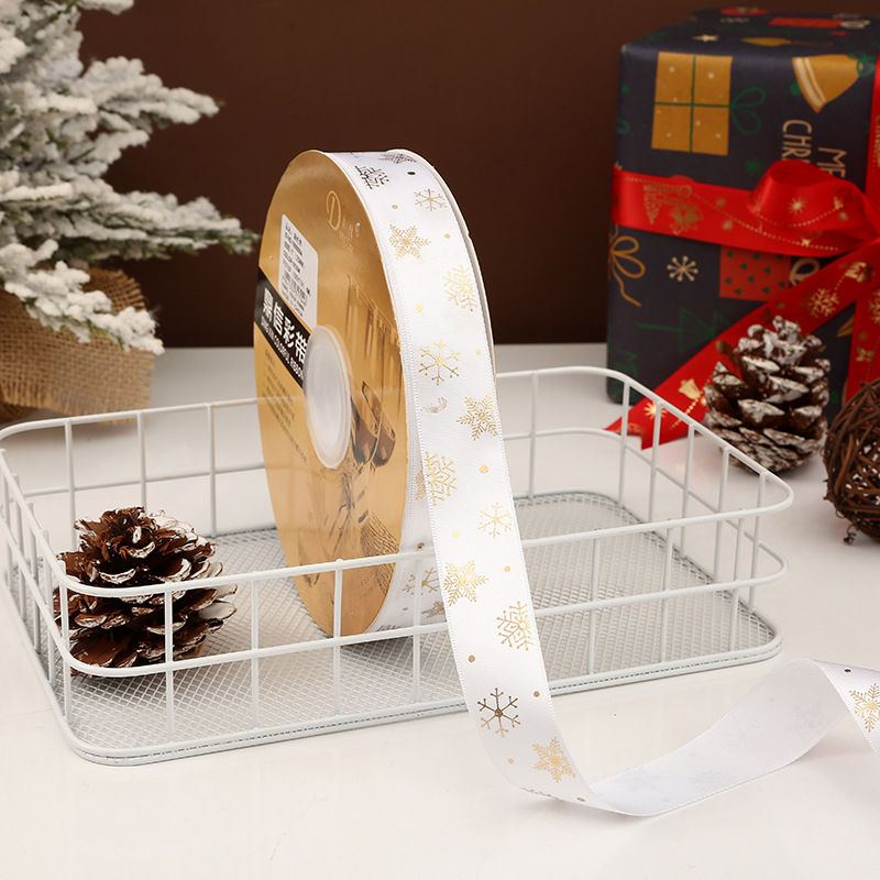 Dingxin Christmas Ribbon Wholesale: 2.5CM Christmas gifts, gold-embossed printed packaging ribbons, Christmas tree ribbons pic 69