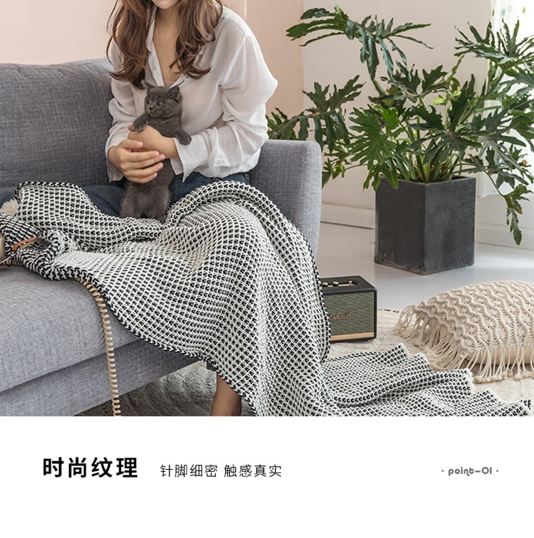 Autumn and winter thickened knitted yarn blankets, waff-checkered acrylic yarn blankets, office nap blankets, air conditioning blankets, photo props pic 6