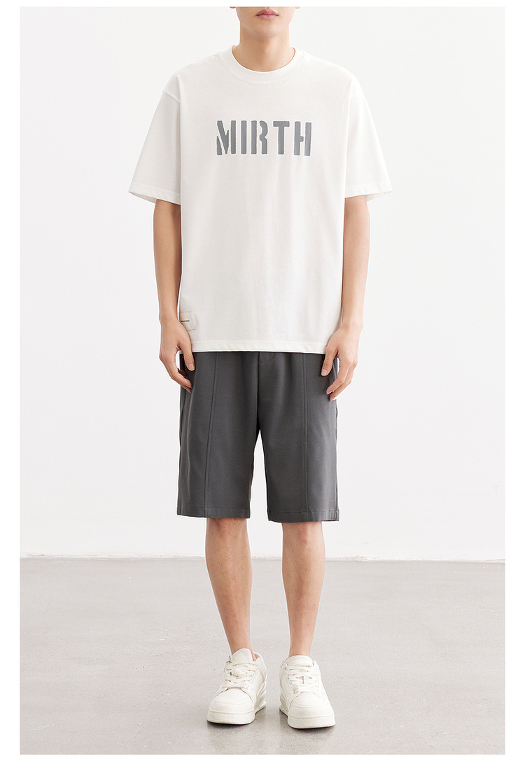 Quick-drying ice silk cotton simple letter print short-sleeved T-shirt for men 2024 summer slightly loose silk gloss half-sleeved T-shirt pic 25