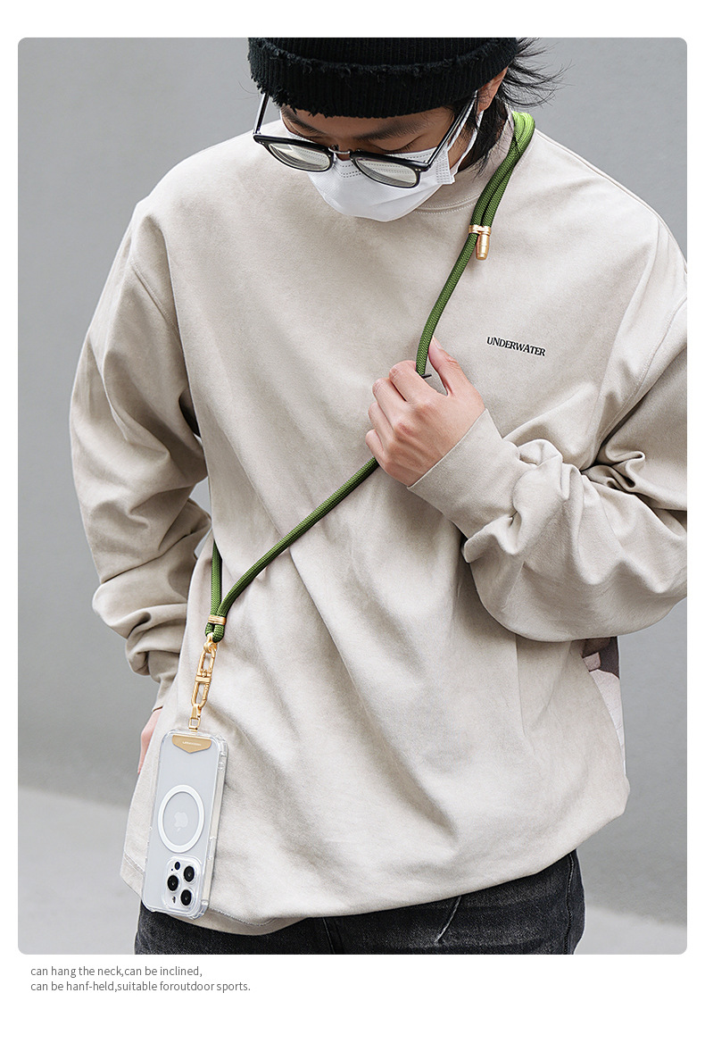 斜挎手机挂绳编织长款可背户外防丢挂脖手机绳手腕短款链条定制详情14