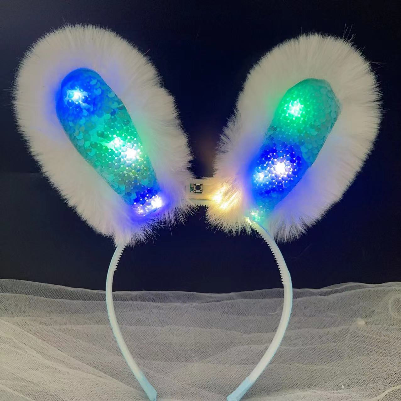 Luminous plush rabbit ear headbands with flashing lights, selling cute rabbit ear headbands, setting up stalls at night markets, and wholesale toys pic 10