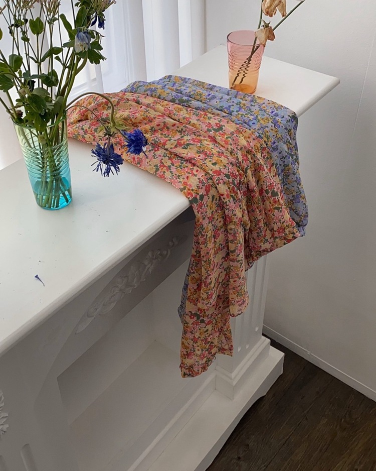 女装 ins长袖碎花雪纺衬衫女2021新款春季韩版宽松休闲单排扣上衣详情13