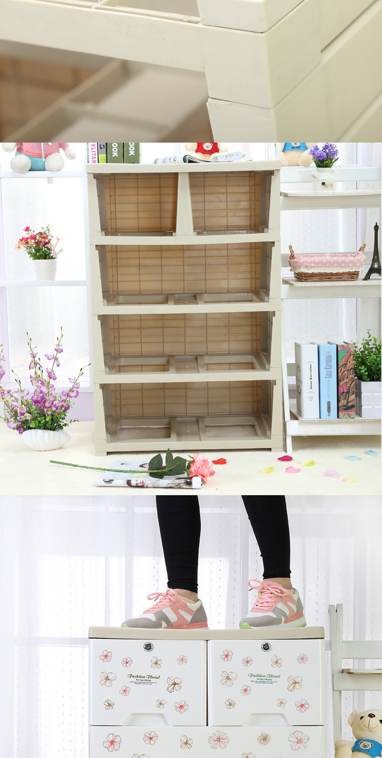 Drawer-type storage cabinet, plastic storage box for household items, storage and organization box, thickened cartoon plastic pic 3