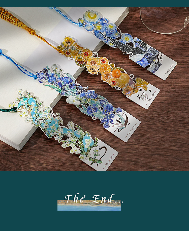 Encounter Van Gogh series oil painting hollowed-out metal bookmarks, retro, high-end and exquisite bookmark souvenirs, student gifts pic 13