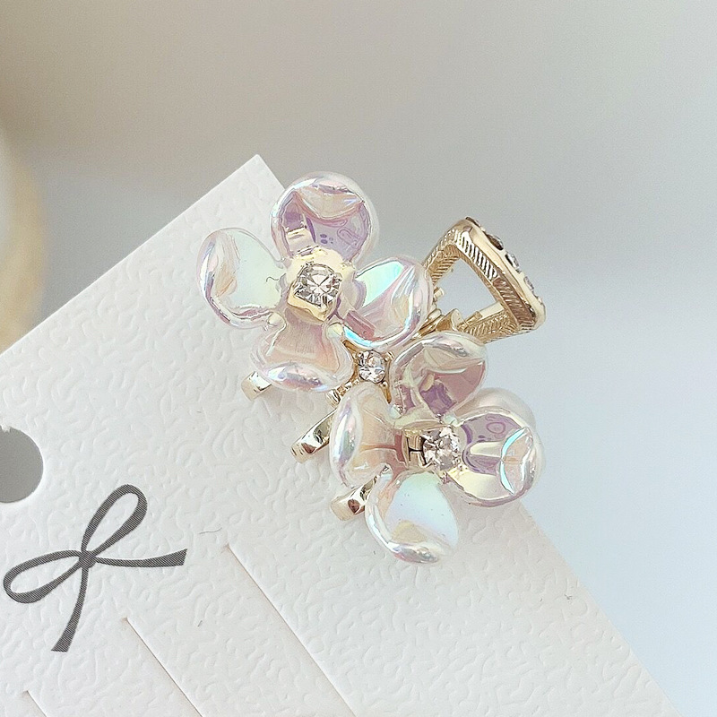 花朵夹子头饰发夹珍珠贝壳花水钻抓夹女小号鲨鱼夹网红女发卡发饰详情14