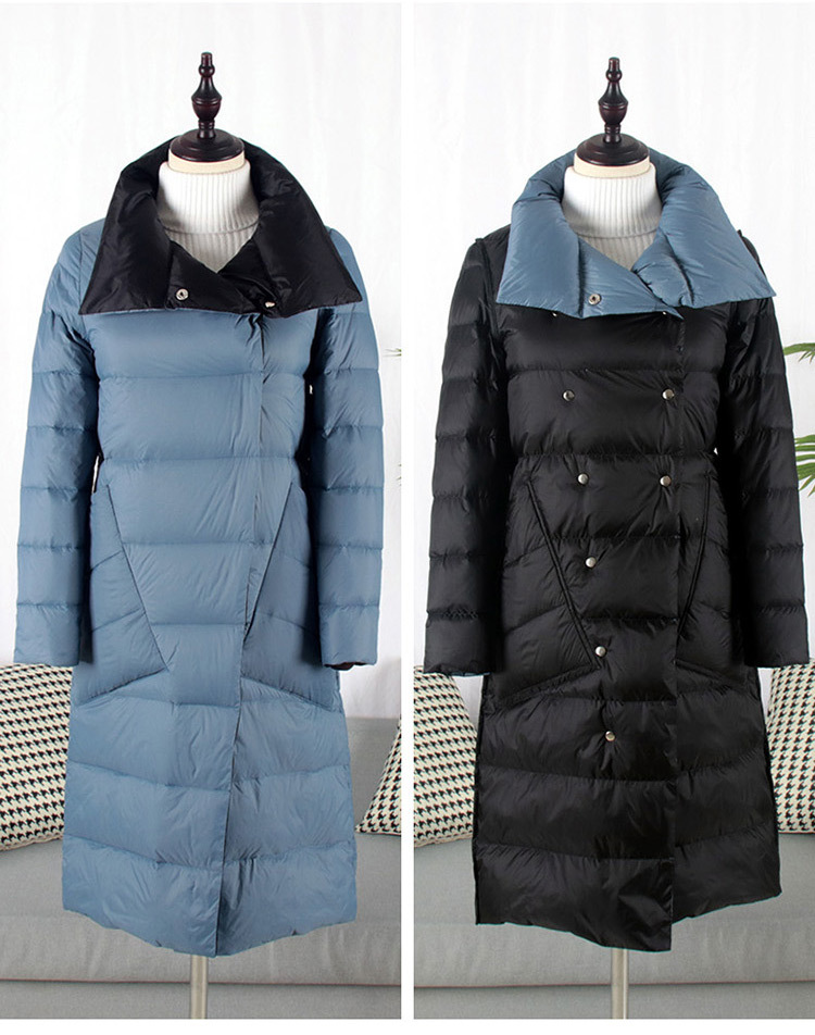 The 2019 winter new down jacket for women, mid-length, knee-length, double-sided wear, white duck down, a bestseller, slim-fit, large-sized coat, is in vogue pic 8