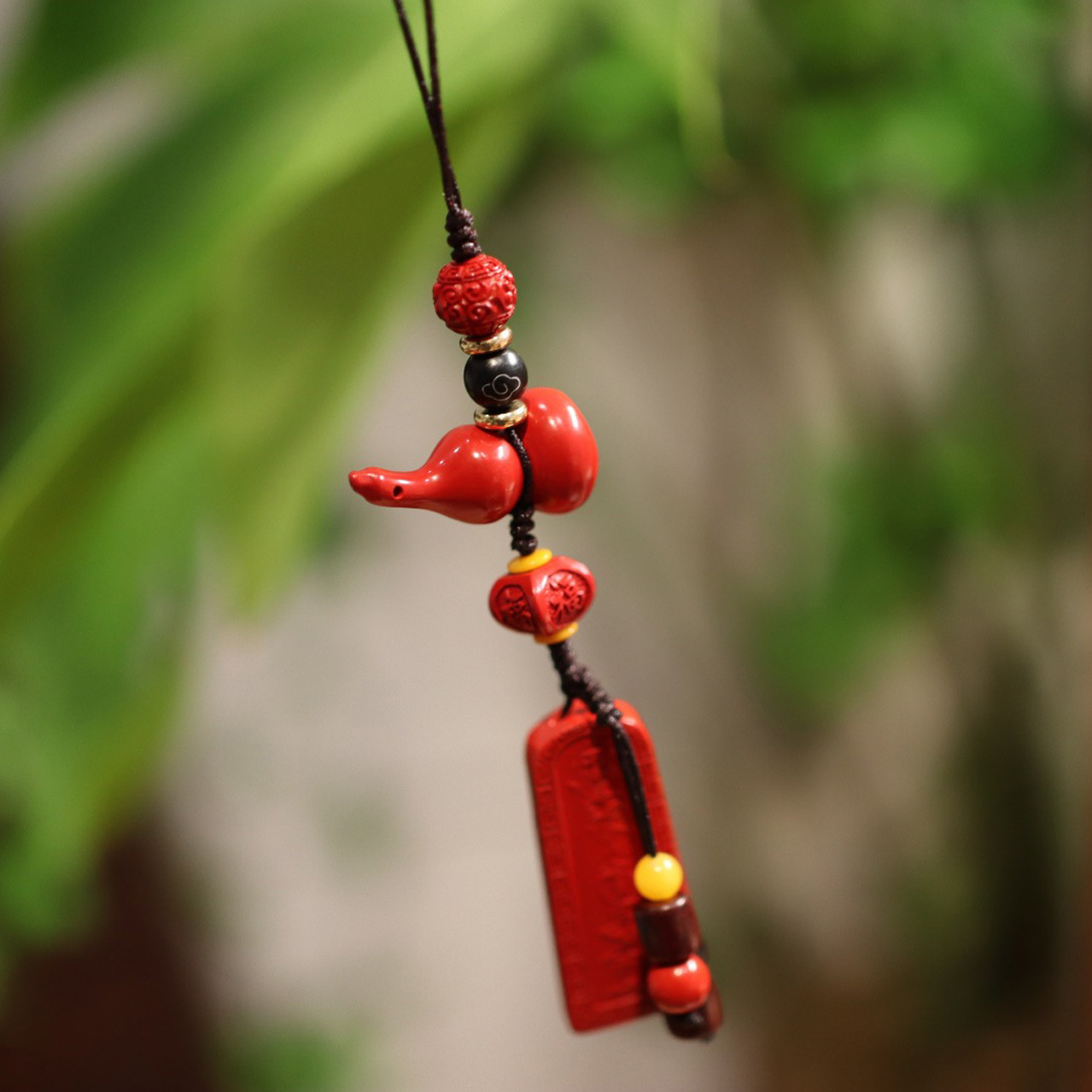 Wholesale of Chinese-style entry and exit peace Emperor sand and cinnabar Fortune gourd car pendants, keys, rearview mirror ornaments pic 19