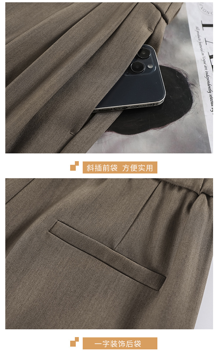 2023秋季新款西装裤高腰窄版阔腿裤直筒休闲裤拖地裤女士实拍现货详情24