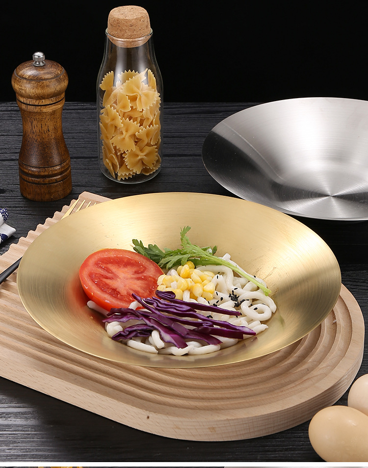Korean-style tableware, stainless steel single-layer cold noodle bowl, creative restaurant mixed rice bowl, fruit plate, salad basin, snack dried fruit plate pic 12