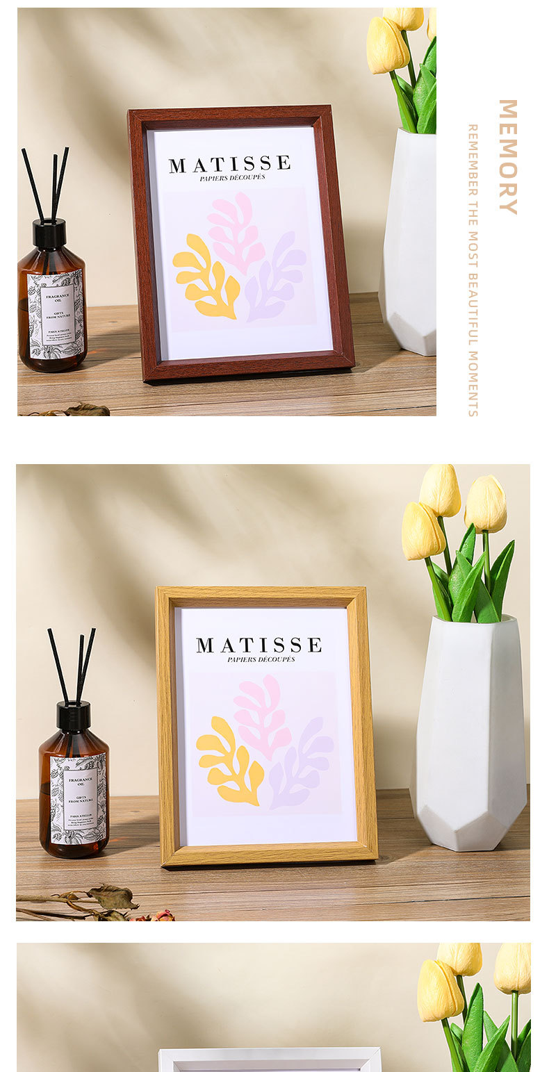 Cross-border best-selling simple wooden photo frame stand wholesale with sloping 6-inch, 8-inch and 10-inch A4 creative wall-mounted picture frames pic 5