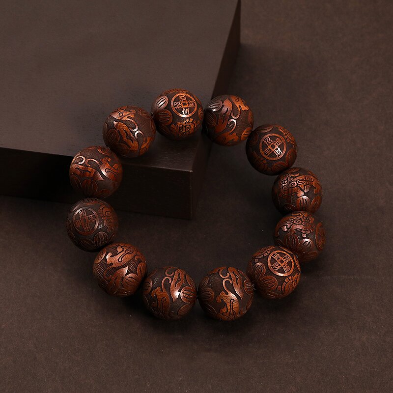 国潮-小叶紫檀雕刻生肖太极佛珠手串手链文玩念珠详情4