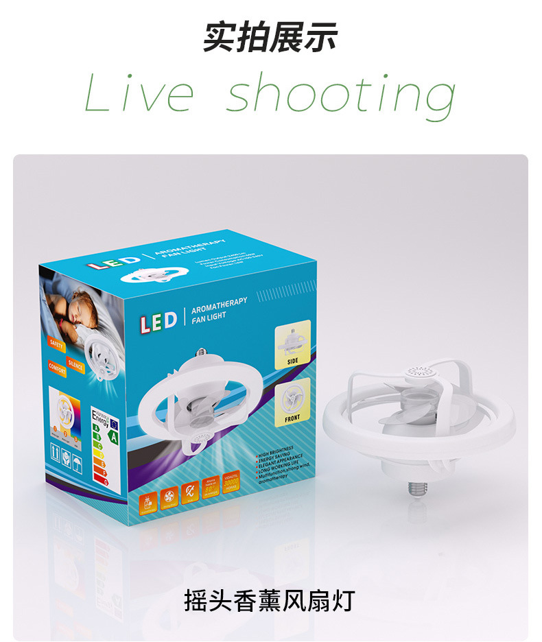 360° oscillating aromatherapy fan lamp, minimalist style, ultra-quiet ceiling fan lamp for hall, dining room and bedroom pic 16