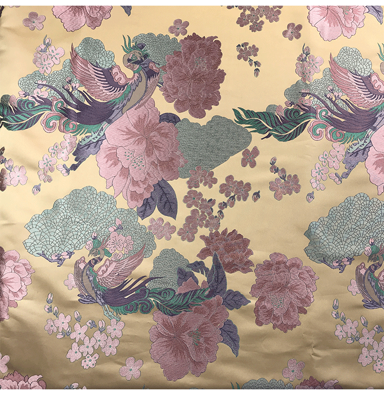 国潮现货色织宋锦中式马甲国风布料八达纹藻井竹叶提花仿宋锦旗袍面料详情12
