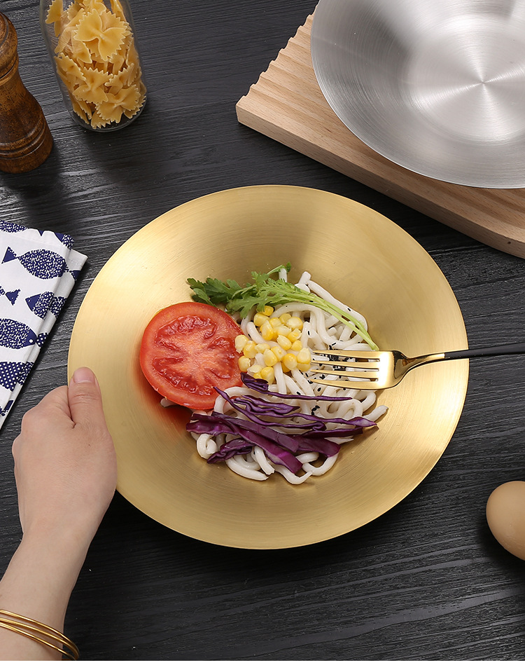 Korean-style tableware, stainless steel single-layer cold noodle bowl, creative restaurant mixed rice bowl, fruit plate, salad basin, snack dried fruit plate pic 13