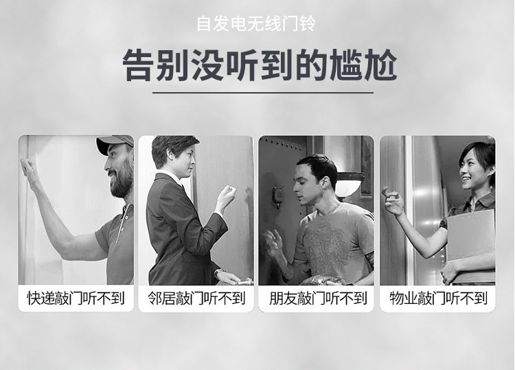 2022 New wireless doorbell for home use, waterproof, battery-free and wire-free pic 2