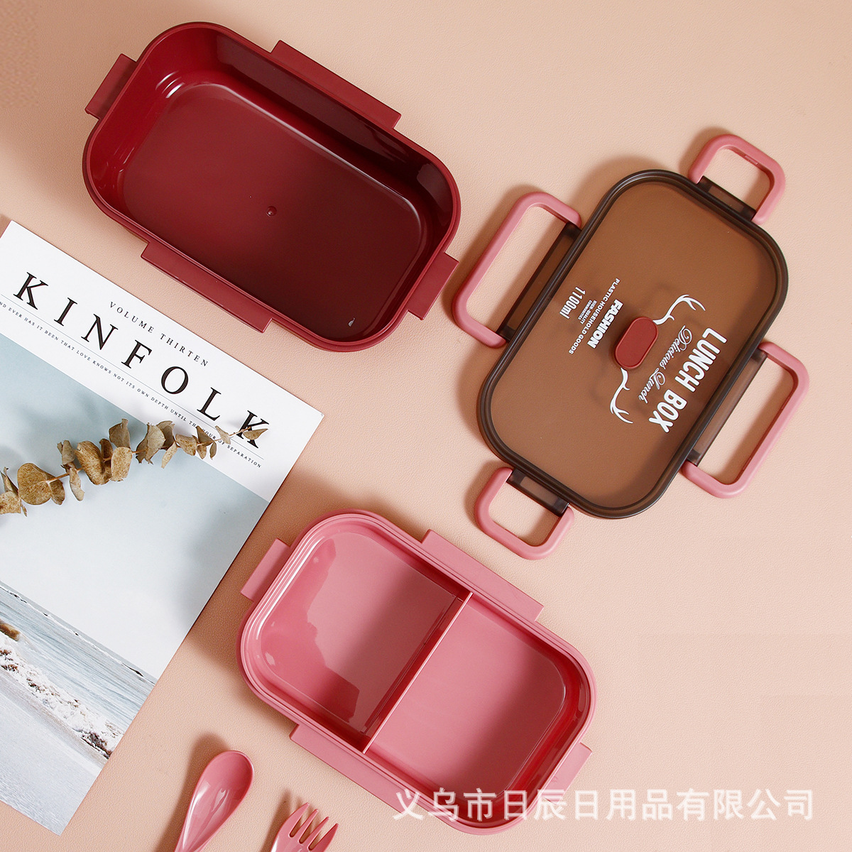 日式单双层饭盒学生上班族便携微波炉便当盒分格可加热餐盒带餐具详情7