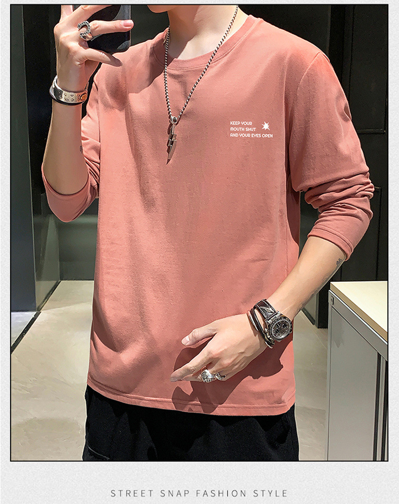 新款春秋季男士长袖t恤男潮牌棉体恤男T宽松薄款卫衣上衣服男装潮详情41