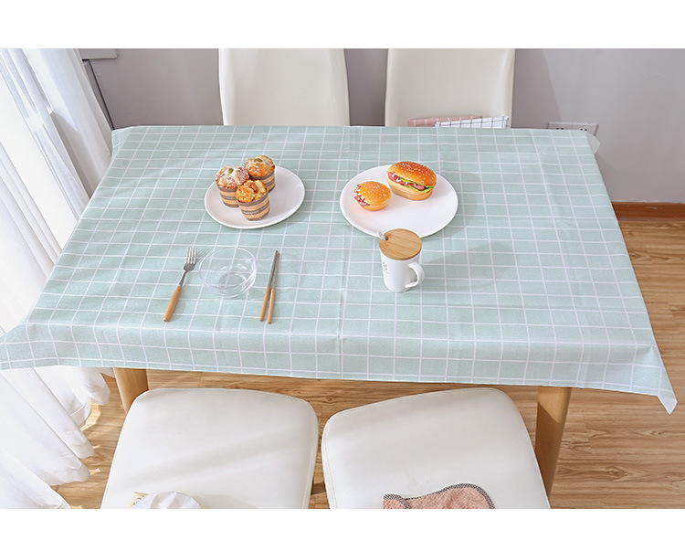 Wholesale of home fresh and clean checkered waterproof tablecloths, oil-proof and heat-resistant PVC tablecloths for living room dining tables pic 13