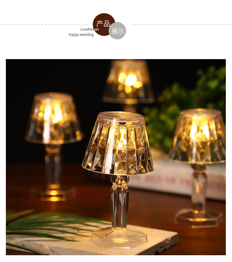 LED electronic candle night light, diamond table lamp, bedside bar creative atmosphere light, ins romantic decorative small table lamp pic 8