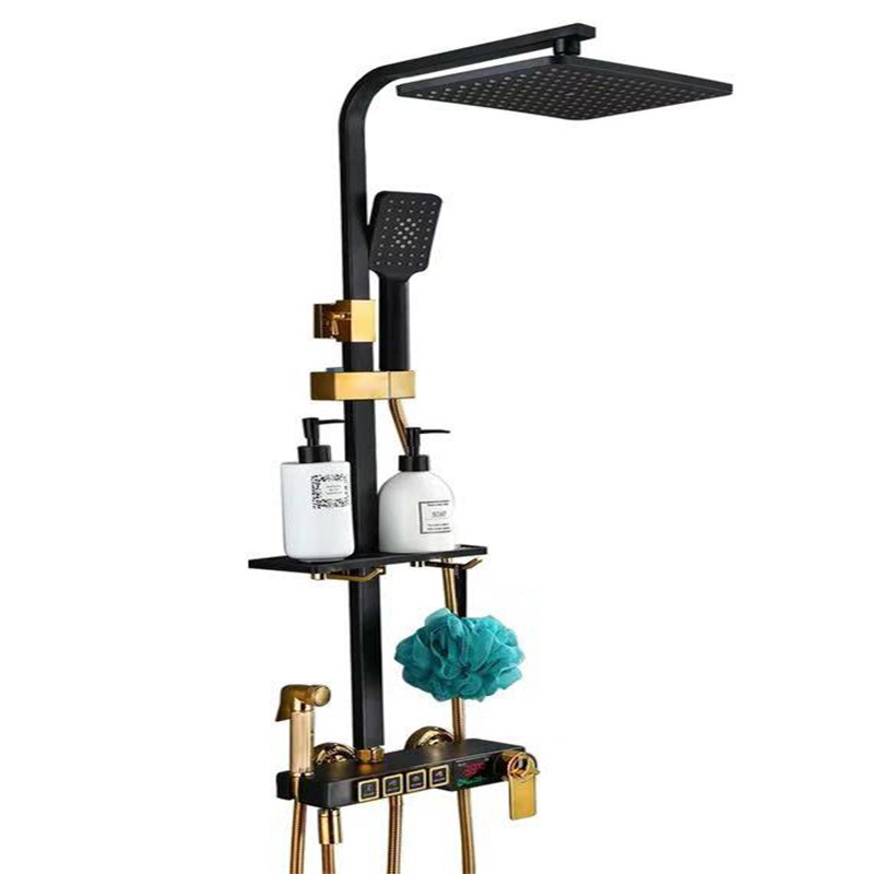 Gun-gray constant-temperature showerhead set, smart piano key household showerhead, digital display constant-temperature household pic 23