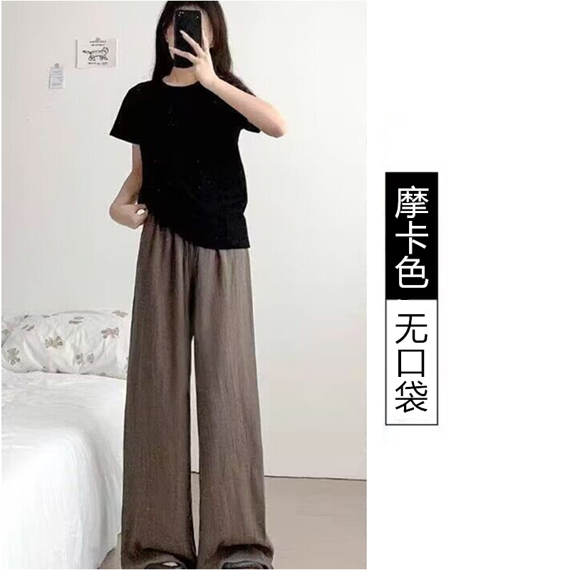 慵懒风褶皱禅意女裤冰丝阔腿裤女夏季高腰垂感薄款山本直筒裤详情18