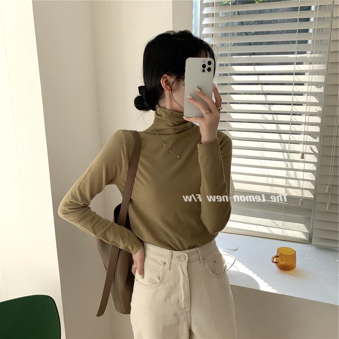 秋冬新款女装高领卷边打底衫糖果色修身保暖基础款仿羊绒衫毛衣女详情81